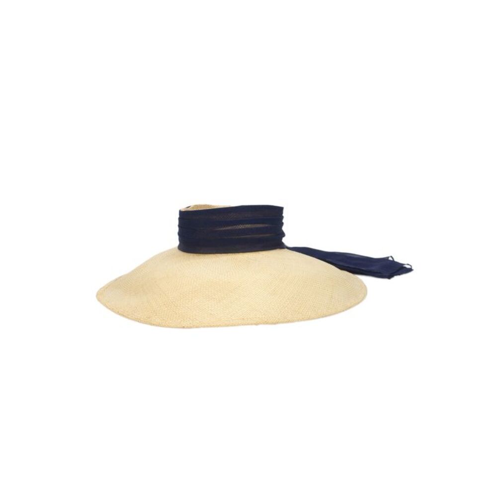 Eric Javits Womens Squishee Halo Visor Wide-Brim Straw Hat Beige